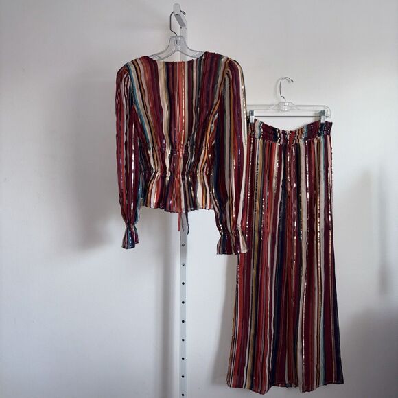 House Of Harlow x Revolve Roksana Blouse & Mya Maxi Skirt Red Stripe Sequin XS - Picture 5 of 11